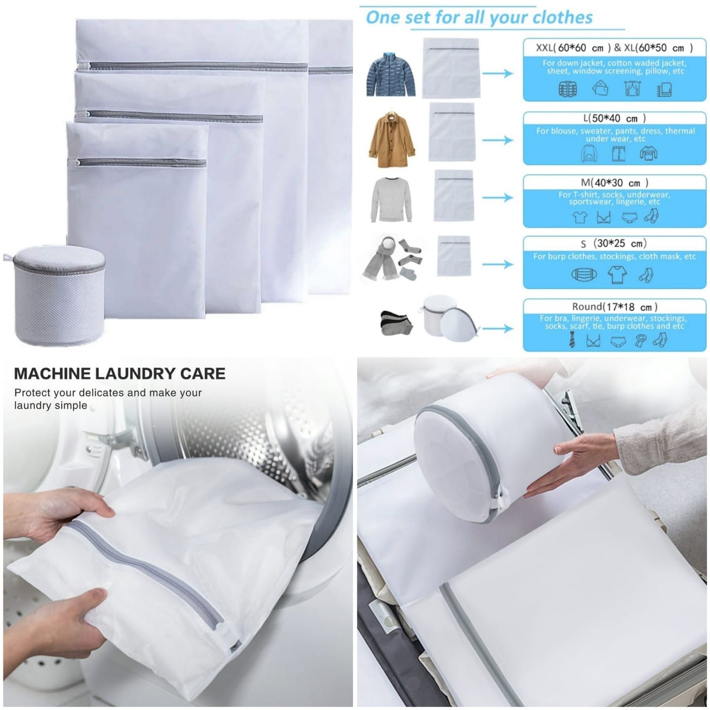 5pc Mesh Laundry Bags Set