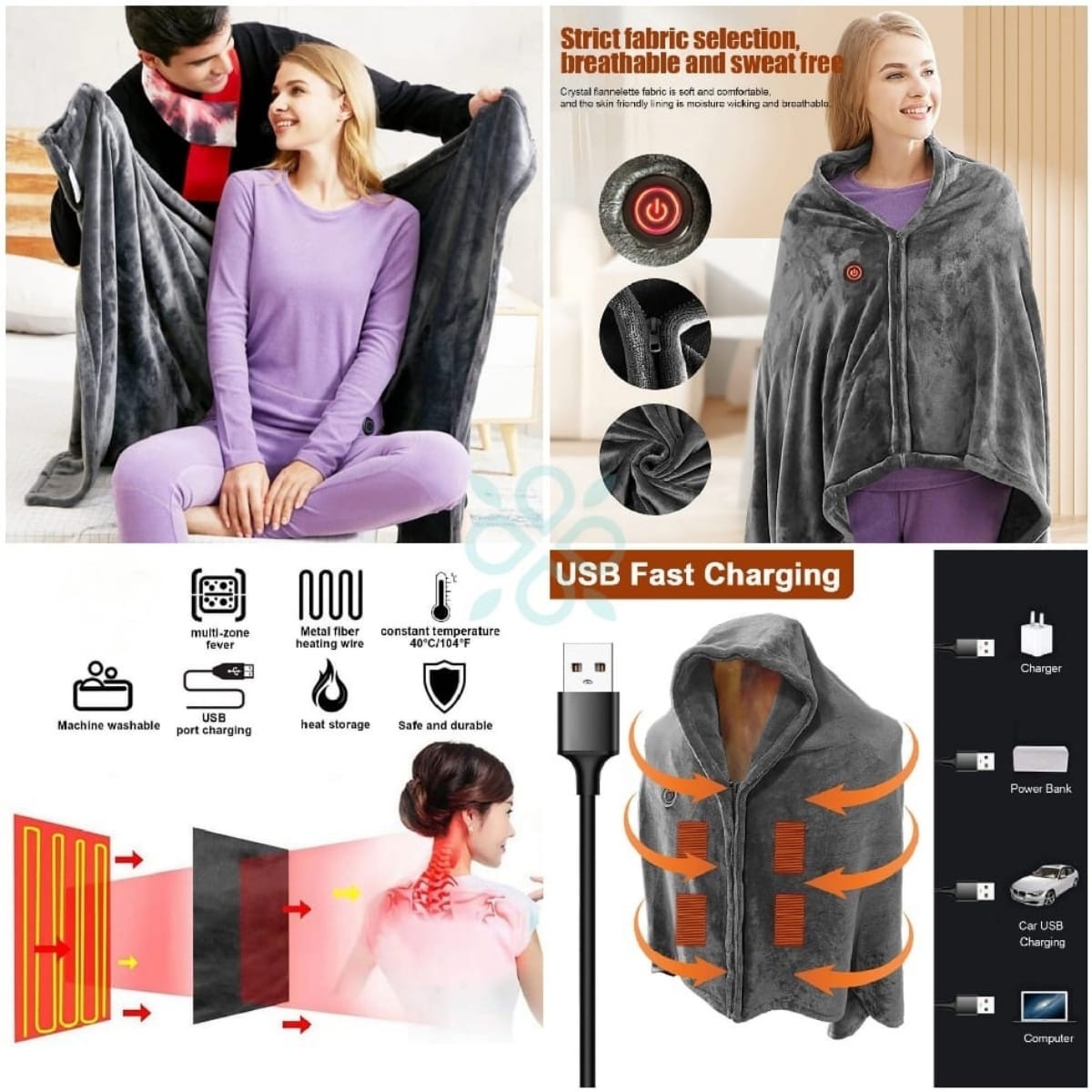 USB Heated Shawl Blanket